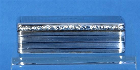 A William IV silver snuff box, by Taylor & Perry, Length 88mm Weight: 3oz/94grms